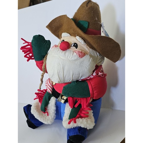Plush Vintage Christmas Cowboy Santa Partial Tag Candy Cane Guns... - Picture 13 of 16